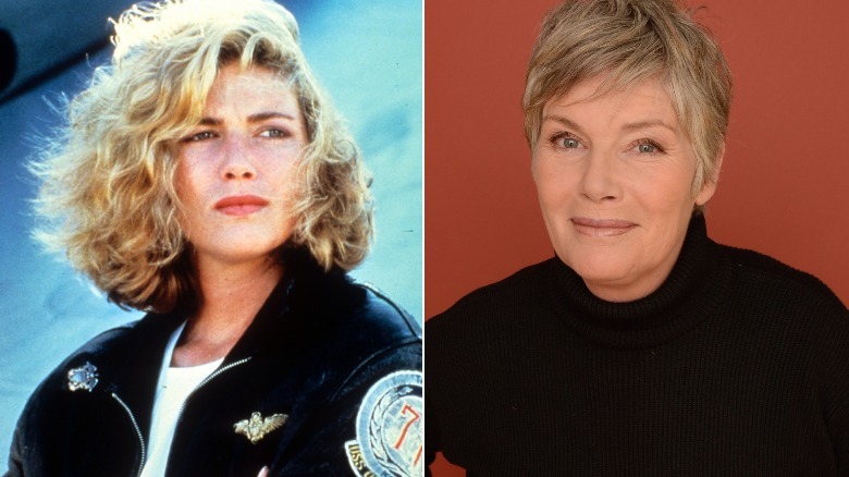 Two images of Kelly McGillis. The first is from Top Gun in 1986. The second is a more current look at the actor.