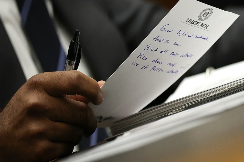 A close-up of Kash Patel's handwritten letter