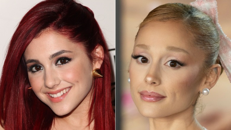 Composite image of Ariana Grande posing on red carpets
