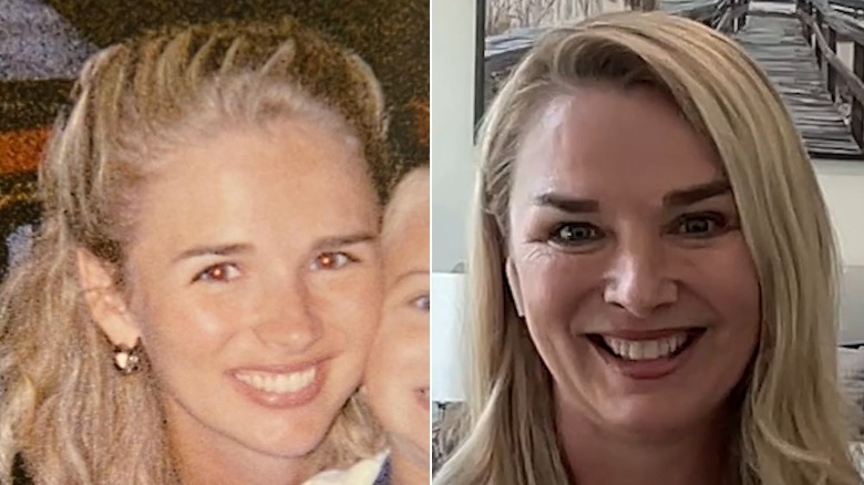 (Left) Kristine Blanche smiling in a photo with her son; (Right) Kristine from a 2025 interview
