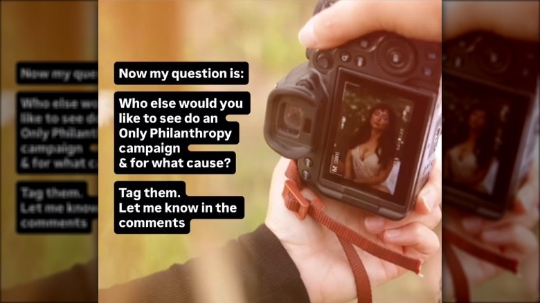 Photo of digital camera screen featuring Milana Vayntrub posing