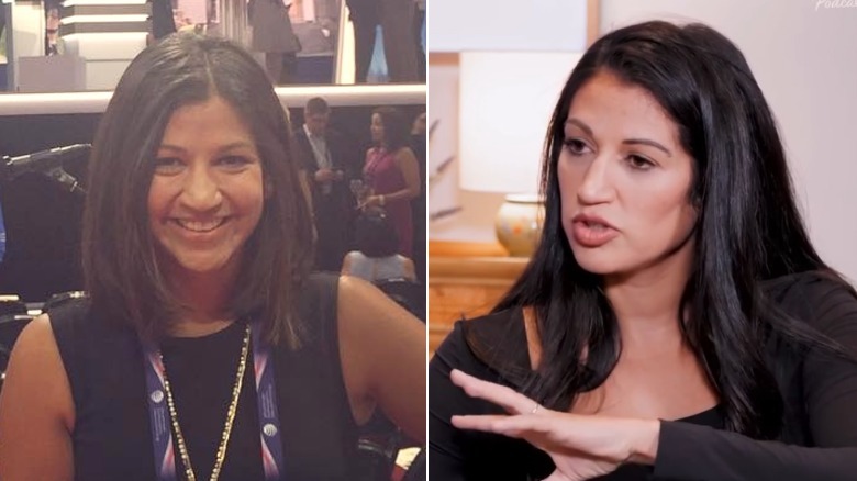 Split image of Katie Miller from 2016 and Katie Miller from 2025