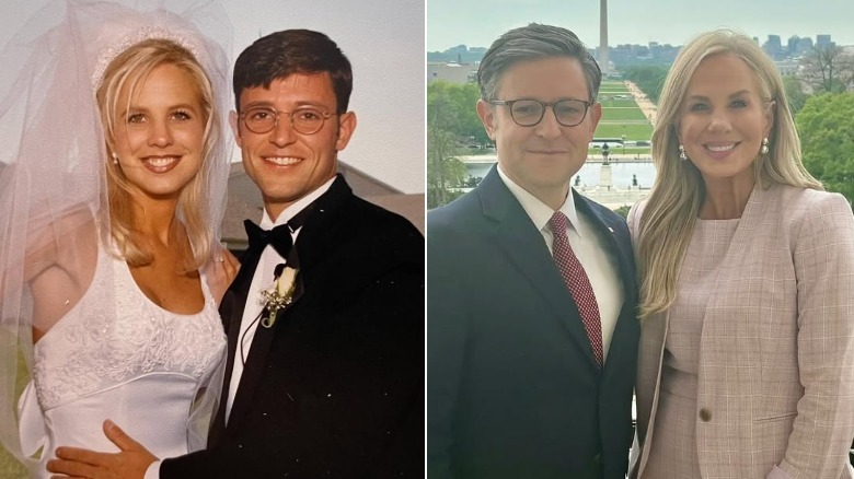 Side-by-side photos of Mike Johnson with his wife