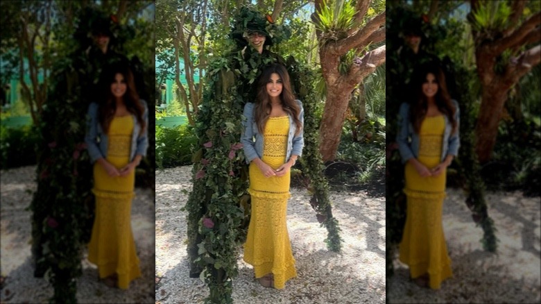 Kimberly Guilfoyle wearing yellow crocheted dress