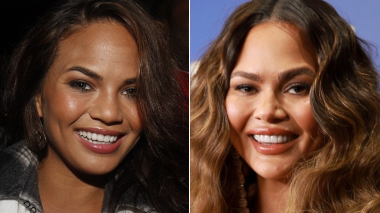 (Left) Chrissy Teigen smiling in 2008