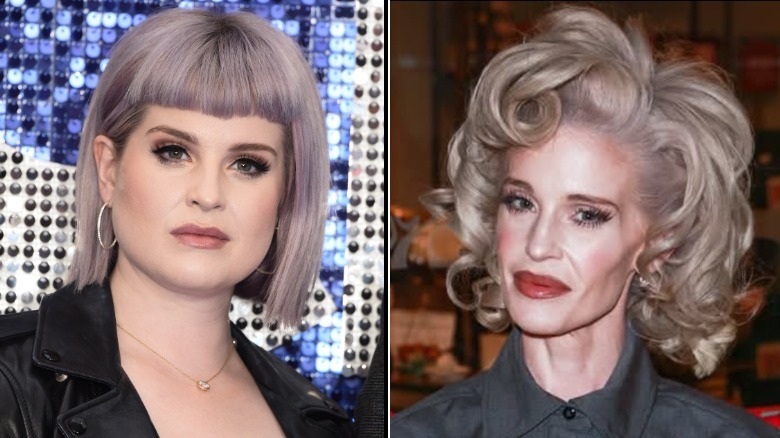 Kelly Osbourne with purple hair and more weight in 2019 on the left and Kelly Osbourne looking gaunt and thin in 2025 on the right