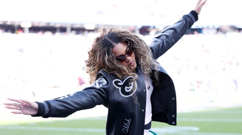 Blue Ivy Carter on the field at Super Bowl LX