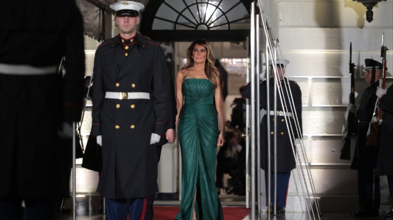 Melania Trump wears a fancy dress