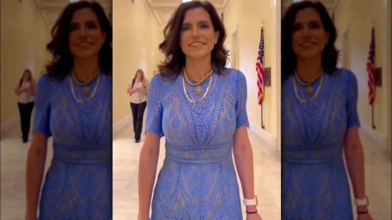 Nancy Mace in a blue dress