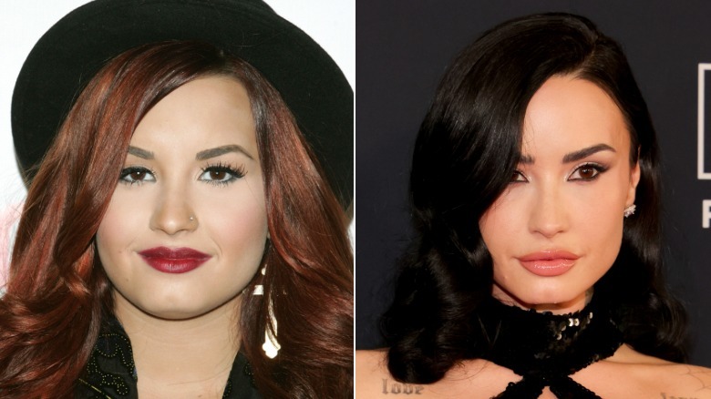 split screen of Demi Lovato in 2011 and 2026