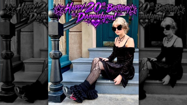 Dannielynn Birkhead sitting on stars with a 'Happy Birthday' graphic superimposed above her