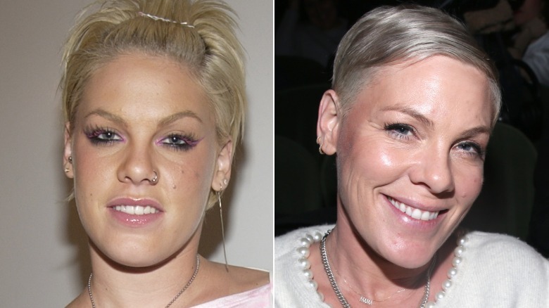 (Left) Pink in 2003 at MTV Studios