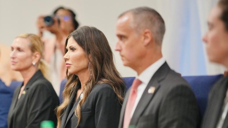 Kristi Noem and Corey Lewandowski at the U.S. Embassy in Guyana
