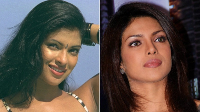 (Left) Priyanka Chopra posing for a beach photoshoot ahead of the Miss World Beauty Pageant in 2000