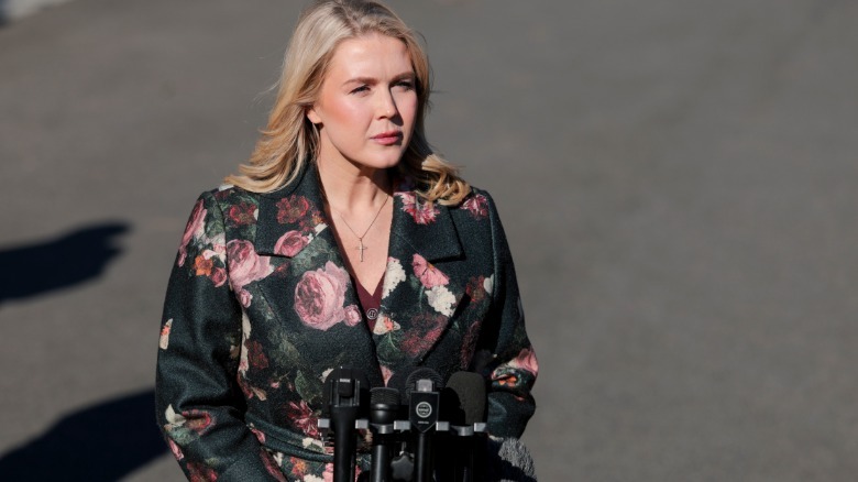 White House Press Secretary Karoline Leavitt speaks to reporters outside of the West Wing of the White House on January 12