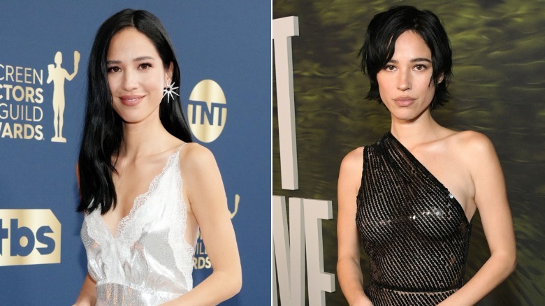 Kelsey Asbille at the 28th Screen Actors Guild Awards (left) and the Los Angeles screening of